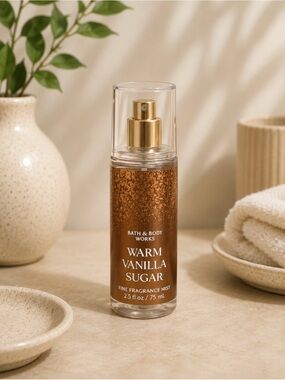 Bath & Body Works Warm Vanilla Sugar Mist — Brown with Gold Accents